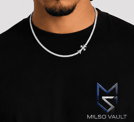 Men’s Vintage Cross Iced Out Tennis Chain image 2