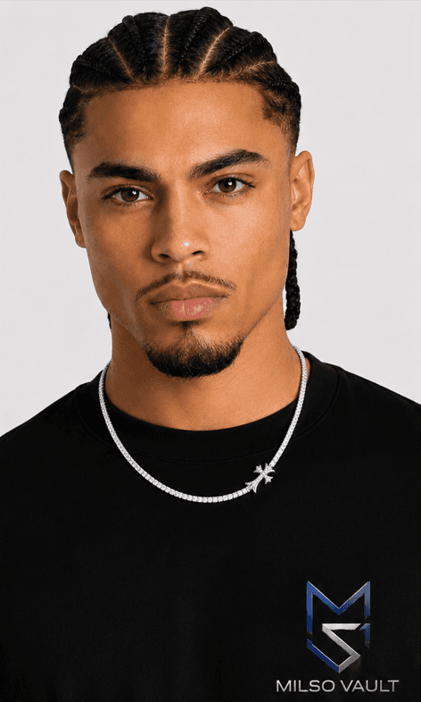 Men’s Vintage Cross Iced Out Tennis Chain image 3