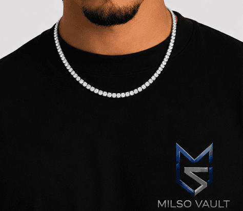 Men’s Diamond Tennis Necklace 6MM White Gold image 2