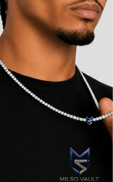 Men’s Diamond Tennis Necklace 6MM White Gold image 4