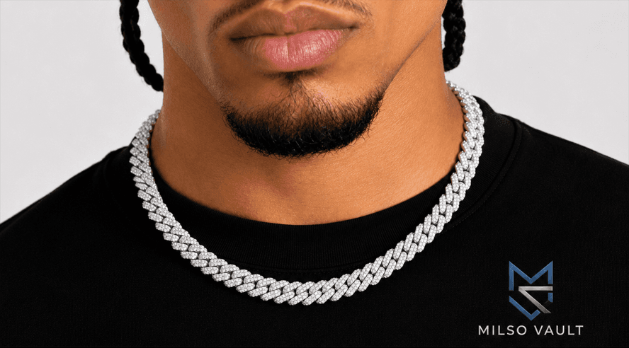 Men’s 14K Gold Diamond Cuban Necklace 13MM image 5
