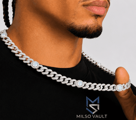 Men Iced out Opal Cuban Chain image 2