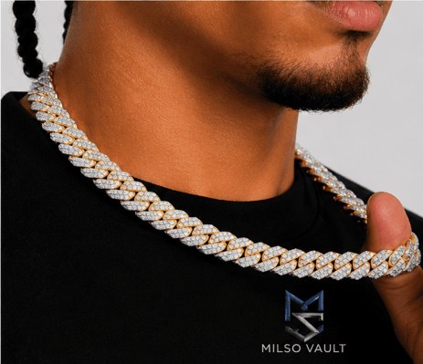 Iced Out Men’s 10mm Split Two-Tone Moissanite Cuban Link Chain image 3