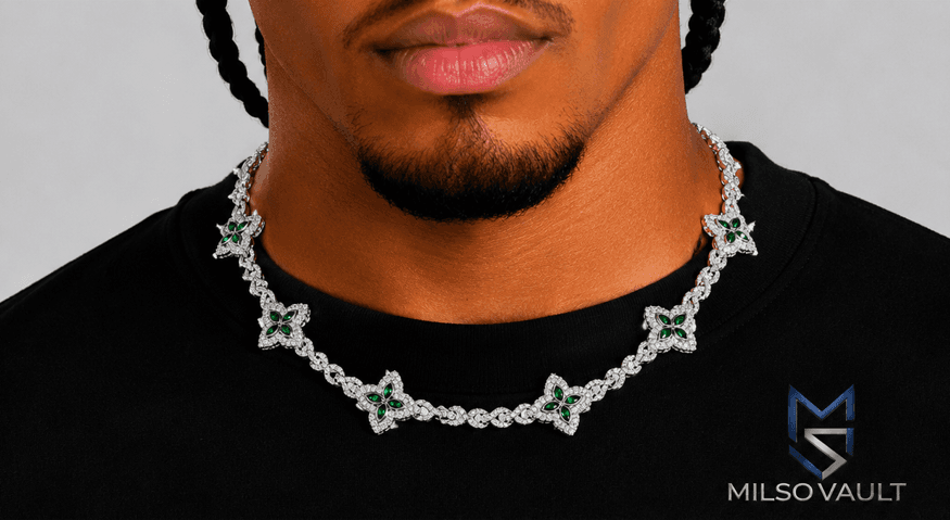Green Clover Iced Out Chain for Men with VVS Shine image 4