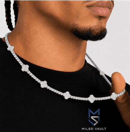 Clover Leaf Iced Out Tennis Chain – Luxury Necklace image 3