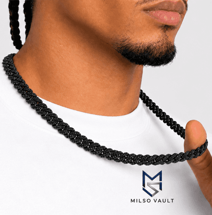 Black Moissanite Iced Out Cuban Link Chain – Bust Down Hip Hop Necklace image 3