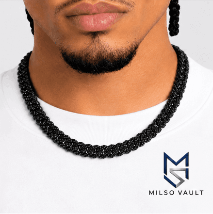Black Moissanite Iced Out Cuban Link Chain – Bust Down Hip Hop Necklace image 4