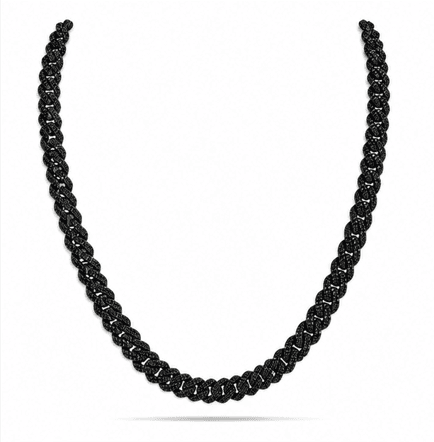 Black Moissanite Iced Out Cuban Link Chain – Bust Down Hip Hop Necklace image 5