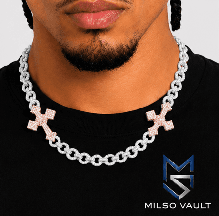 15mm Men’s Iced Out Cross Chain with Infinity Links image 3