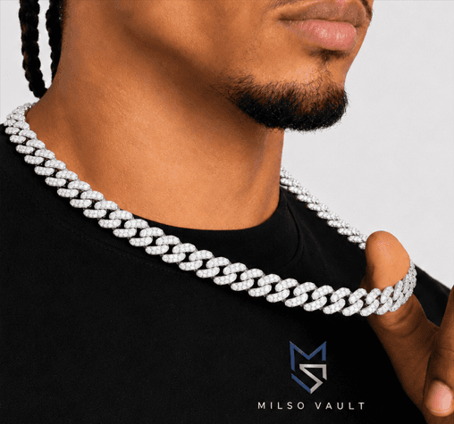 12MM VVS Moissanite Cuban Link Chain Gold Finish image 4