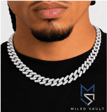 12MM VVS Moissanite Cuban Link Chain Gold Finish image 5