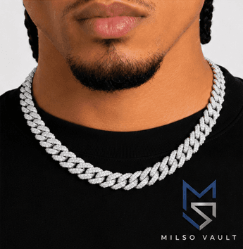 12MM Solid Gold Iced Diamond Cuban Link Chain image 3