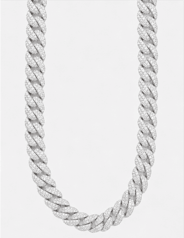 12MM Solid Gold Iced Diamond Cuban Link Chain image 5