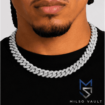 10MM Round Cut Moissanite Cuban Link Chain – 14K Gold Finish image 2