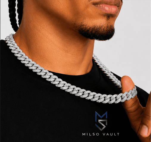 10MM Round Cut Moissanite Cuban Link Chain – 14K Gold Finish image 4