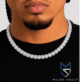 10MM Moissanite Cluster Tennis Chain – 14K Gold Finish image 2