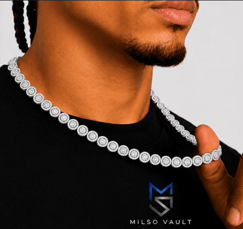 10MM Iced Out Moissanite Bezel Tennis Chain – 14K Gold Tone image 4